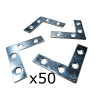 50Pcs, 50 x 50 x 13 Corner Plate - Zink