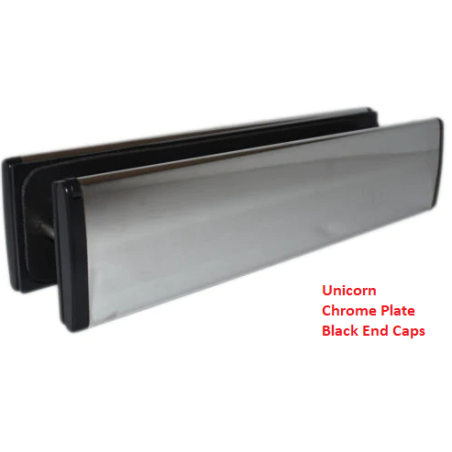 Unicorn 38-76mm Chrome Letter Plate Black End Caps