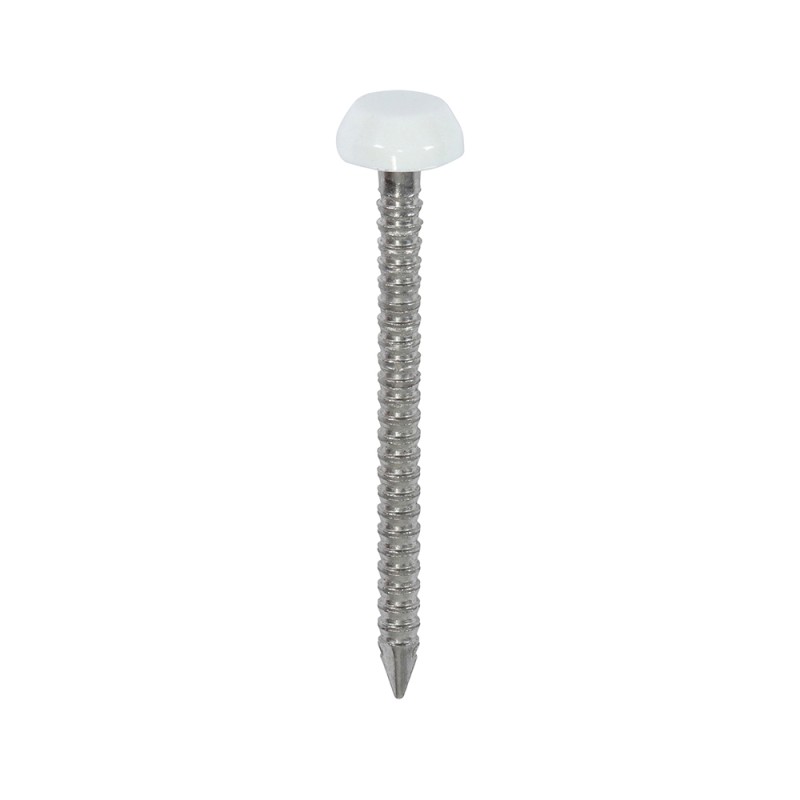 30 x 2.1 Polymer Headed Pins - A4 Stainless Steel - White
